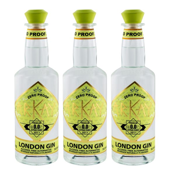 3londongin Deal 3 Bottles Arkay Zero Proof Botanical Gin Alternative 33.3 FL OZ / 1 Liter